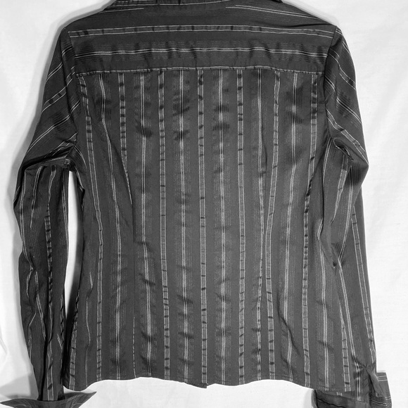 Worthington womens dress shirt size 8 black button long sleeve striped s… - Picture 7 of 7